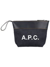 Axel Logo Denim Leather Pouch Bag Dark Navy - A.P.C. - BALAAN 1