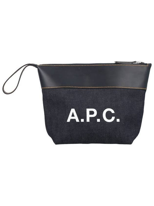 Logo Axel Denim Pouch Bag Dark Navy - A.P.C. - BALAAN.