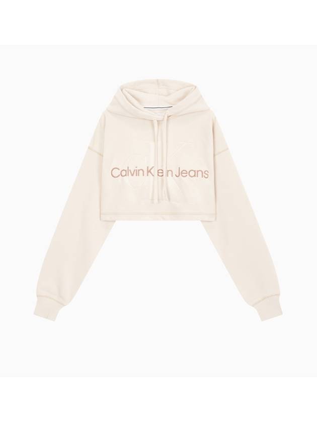 Jeans Hero Logo Cropped Hoodie Ivory - CALVIN KLEIN - BALAAN 1