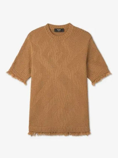 Men's Cotton Logo Short Sleeve Knit Sweater Cinnamon - FENDI - BALAAN 2