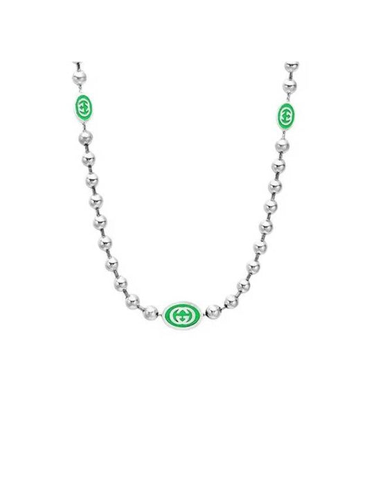 Interlocking G Enamel Tag Ball Chain Necklace Silver - GUCCI - BALAAN 1