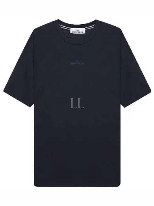 Small Logo Print Short Sleeve T-Shirt Navy - STONE ISLAND - BALAAN 2