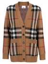 Check Wool Cashmere Cardigan Brown - BURBERRY - BALAAN 2