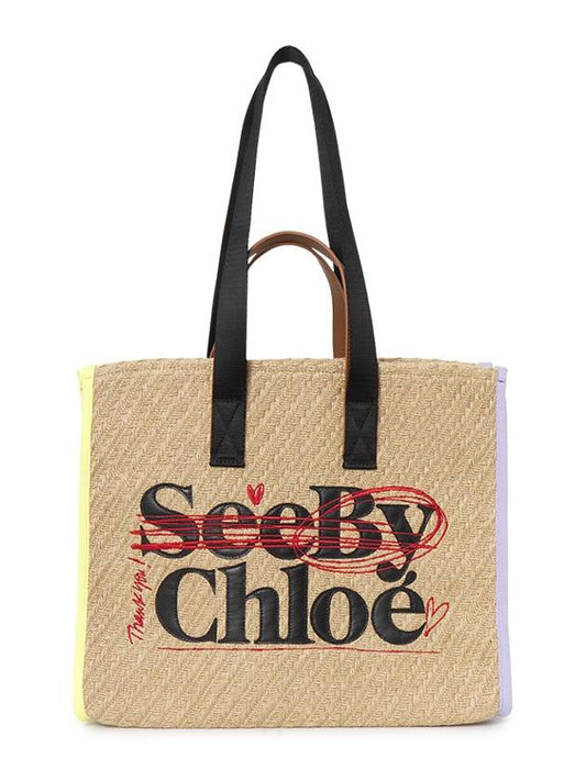 Lettering Jute Tote Bag Beige - CHLOE - BALAAN 2