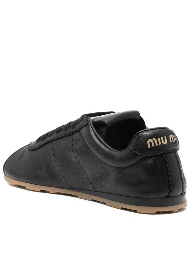 Women's Nappa Leather Low Top Sneakers Black - MIU MIU - BALAAN 4