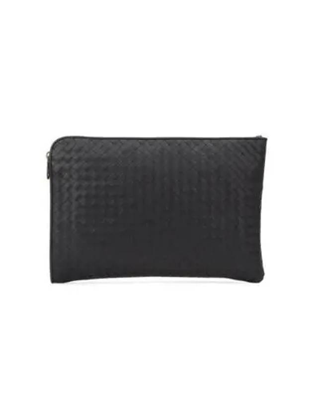 Intrecciato Weaving Zipper Medium Clutch Bag Black - BOTTEGA VENETA - BALAAN 2