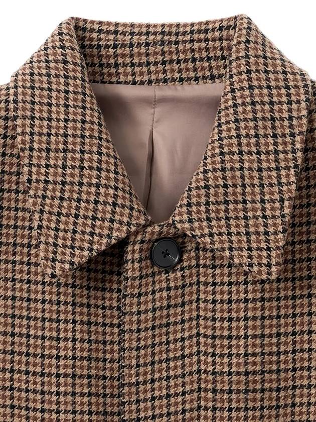 Houndstooth Oversized Mac Single Coat Beige - NOIRER FOR WOMEN - BALAAN 6