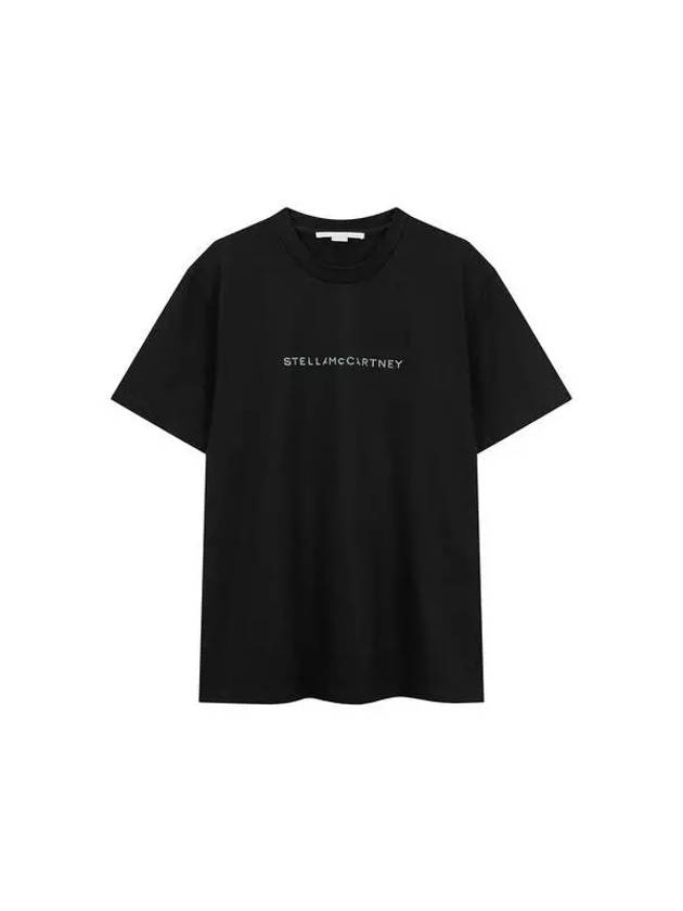 STELLA McCARTNEY Glitter Logo Crewneck T Shirt Black - STELLA MCCARTNEY - BALAAN 1