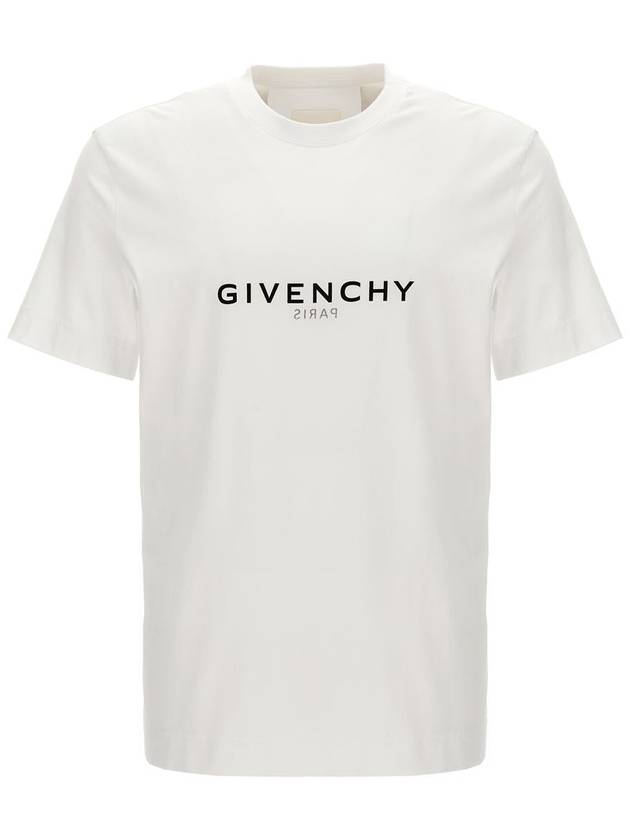 Men's Reverse Logo Round Slim Short Sleeve T-Shirt White - GIVENCHY - BALAAN 2