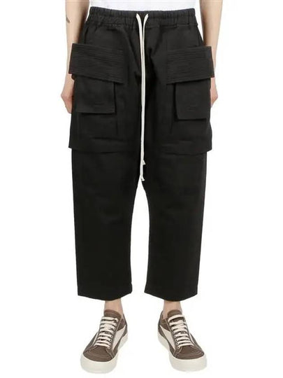 Cargo Crop Drawstring Straight Pants Black - RICK OWENS - BALAAN 2