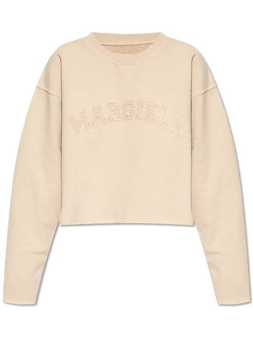 Maison Margiela Sweatshirt With Embroidered Logo, Women's, Pink - MAISON MARGIELA - BALAAN 1