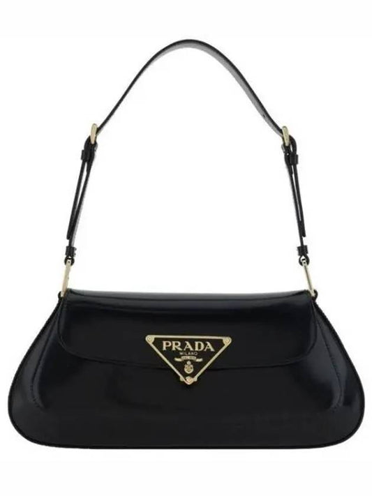 Triangle Logo Brushed Shoulder Bag Black - PRADA - BALAAN 2