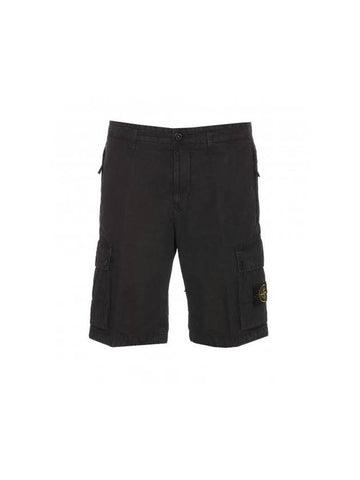 Logo Cotton Slim Cargo Shorts Black - STONE ISLAND - BALAAN 1