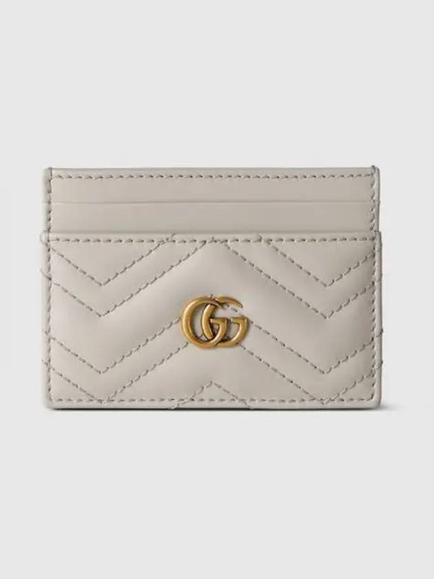 GG Marmont Matelasse Leather Card Wallet Light Grey - GUCCI - BALAAN 2