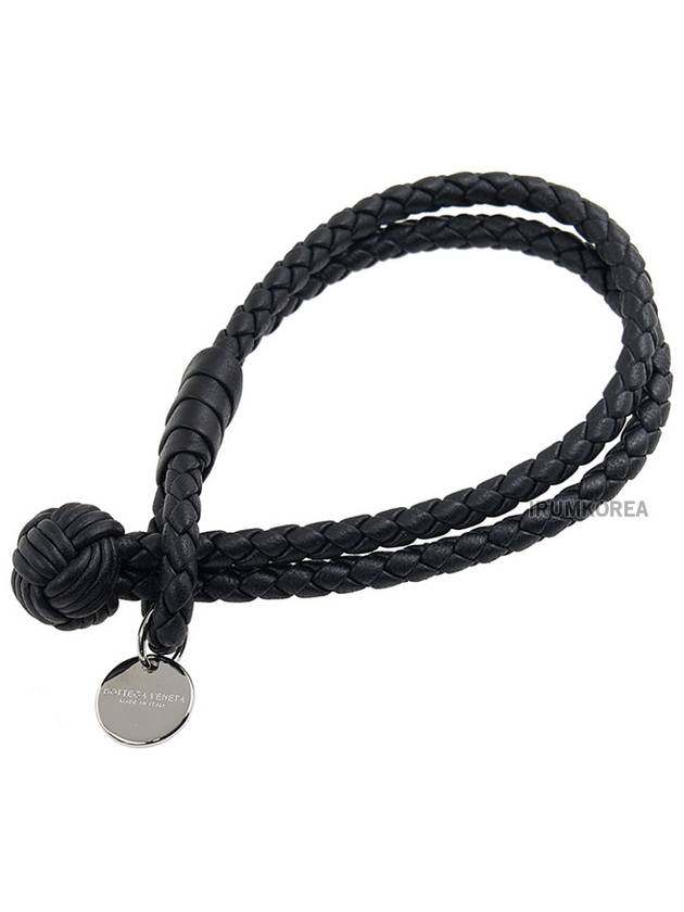 Intrecciato Double Leather Bracelet Black - BOTTEGA VENETA - BALAAN 2