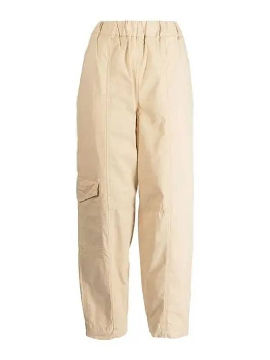 Washed Canvas Curve Cargo Track Pants Beige - GANNI - BALAAN 2