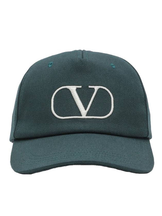 signature V logo embroidered cotton ball cap - VALENTINO - BALAAN.