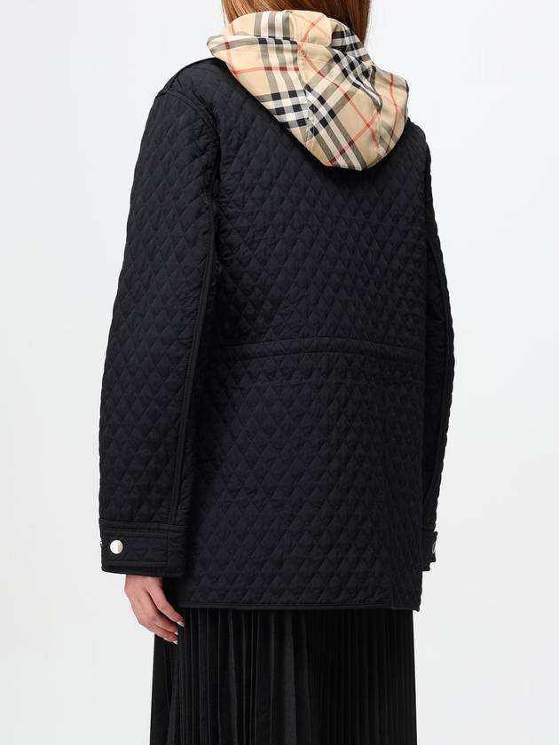 Check Hooded Quilted Jacket Black - BURBERRY - BALAAN 4