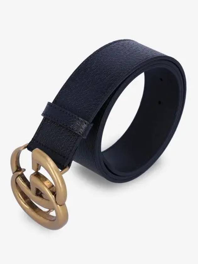 GG Marmont Double G Buckle Wide Leather Belt Black - GUCCI - BALAAN 2