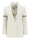 Women's RWB Tab Crop Sleeve Blazer Jacket Natural White - THOM BROWNE - BALAAN 6