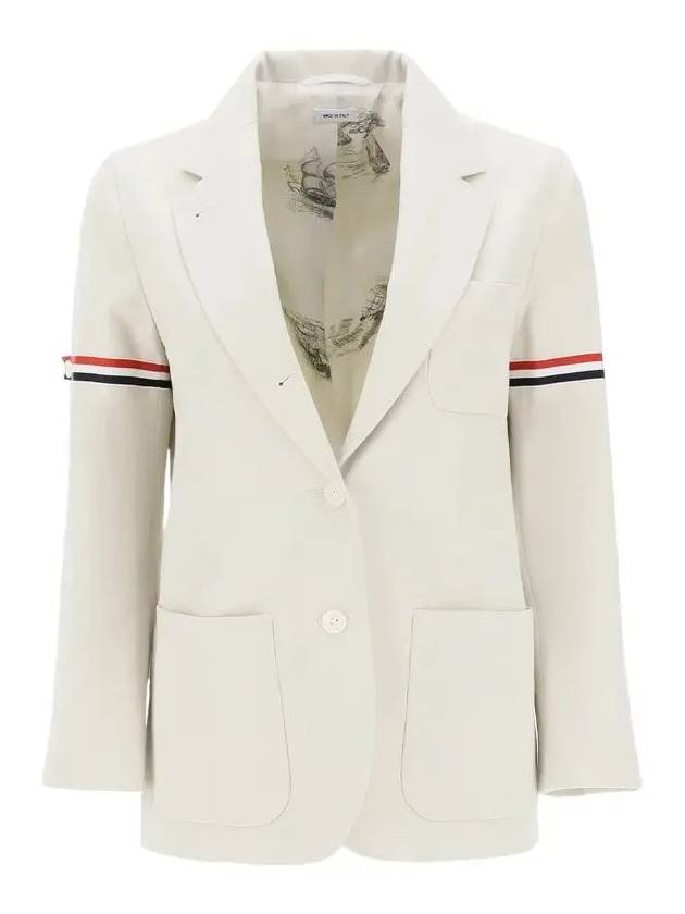 Women's RWB Tab Crop Sleeve Blazer Jacket Natural White - THOM BROWNE - BALAAN 2