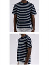 Stripe Pattern Short Sleeve T Shirt Black White - THOM BROWNE - BALAAN 5