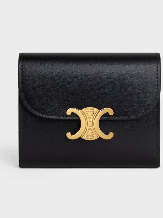 Shiny Triomphe Small Calfskin Half Wallet Black - CELINE - BALAAN 3