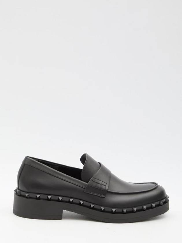 Rock Stud Leather Loafers Black - VALENTINO - BALAAN 1