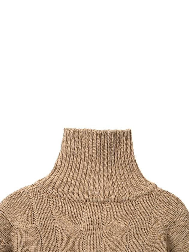 Turtleneck Cropped Knit Cardigan Beige - HIGH SCHOOL DISCO - BALAAN 6