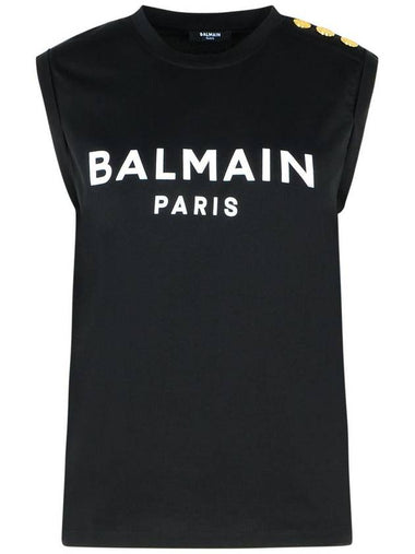 Balmain Black Cotton Tank Top - BALMAIN - BALAAN 1