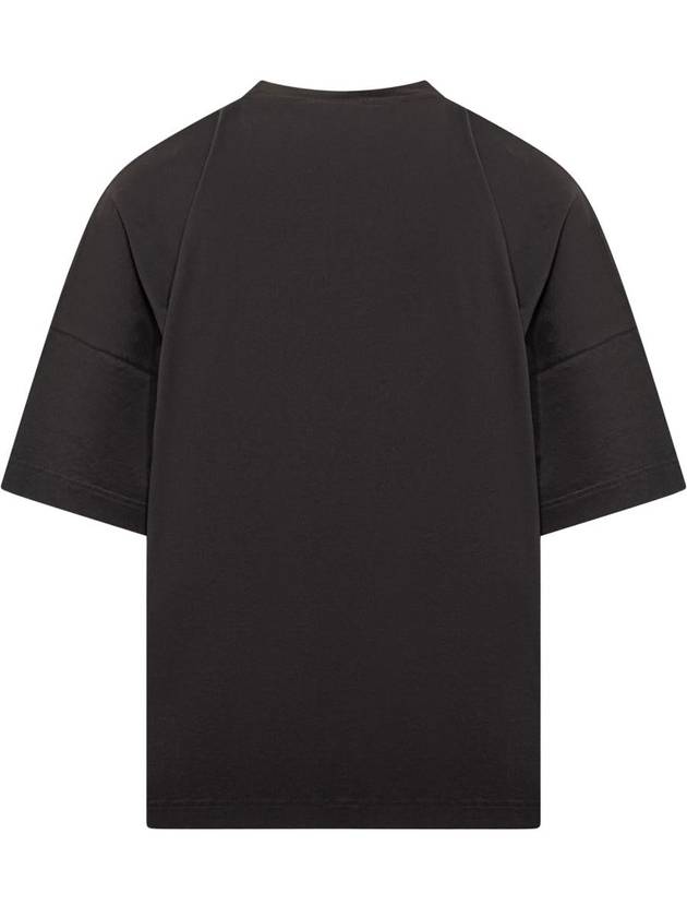 Embroidered Logo Over Short Sleeve T-Shirt Black - PALM ANGELS - BALAAN 3