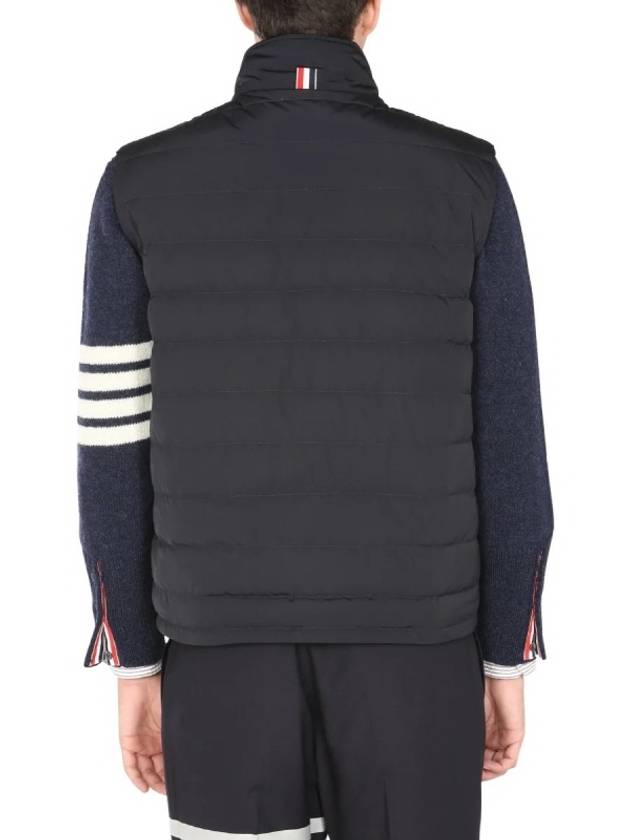 4 Bar Poly Twill Down Vest Navy - THOM BROWNE - BALAAN 4