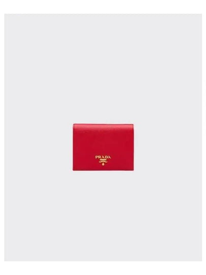 Saffiano Metal Logo Half Wallet Red - PRADA - BALAAN 2