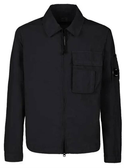 Lens Wappen Flat Pocket Nylon Shirt Zip Up Jacket Black - CP COMPANY - BALAAN 2