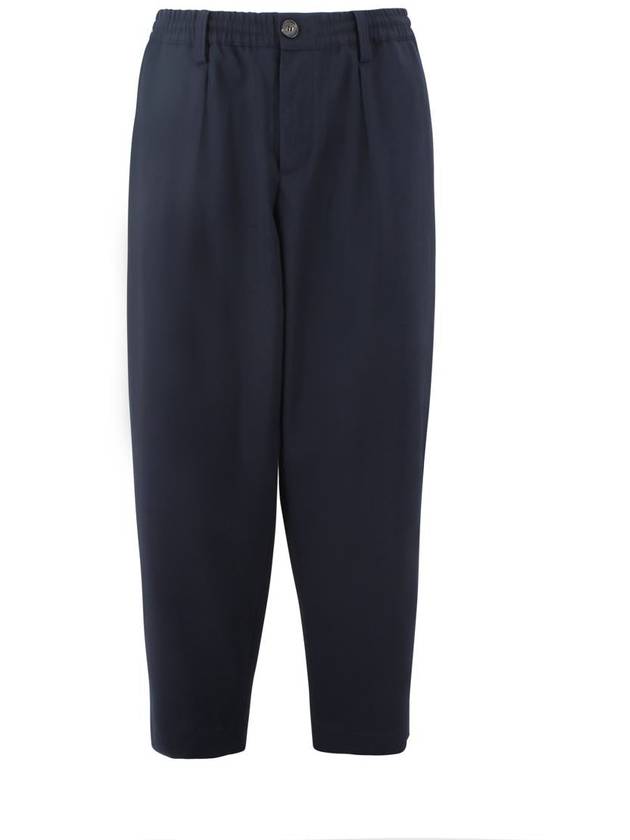 Wool Cotton Straight Pants Navy - MARNI - BALAAN 2