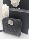 Boy Vintage Silver Hardware Quilted Caviar Zipper Card Wallet Black - CHANEL - BALAAN 2