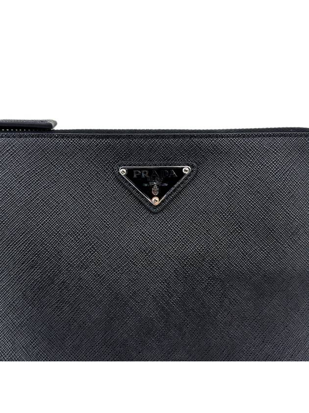 Saffiano Leather Clutch Bag Black - PRADA - BALAAN 6