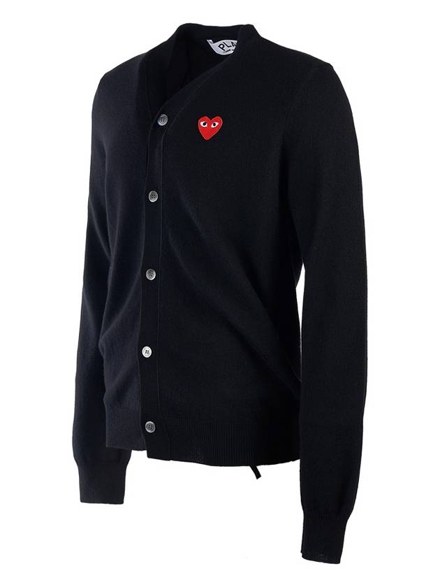 Men's Heart Waffen Wool Cardigan AZN008 BLACK - COMME DES GARCONS - BALAAN 2