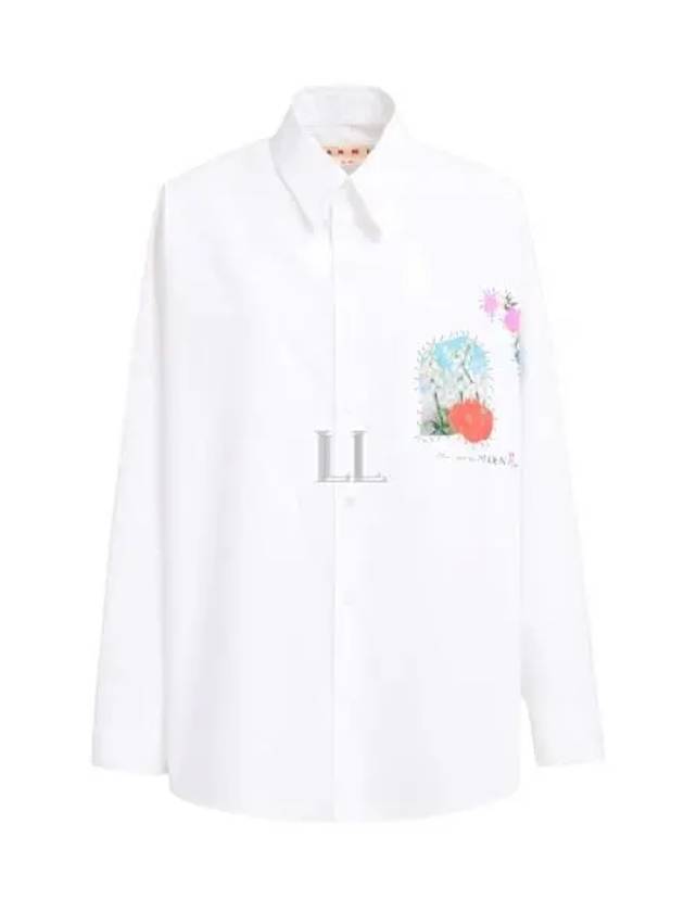 Floral Applique Cotton Long Sleeve Shirt White - MARNI - BALAAN 2