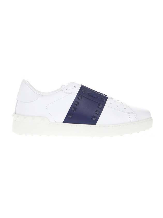 Open Rockstud Low Top Sneakers White Blue - VALENTINO - BALAAN.