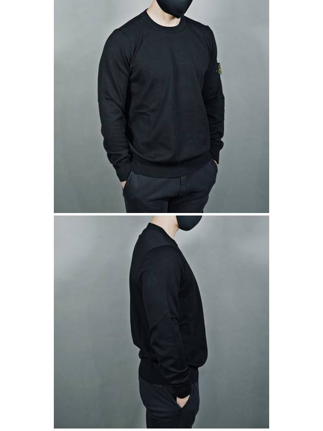 Logo Patch Knit Top Black - STONE ISLAND - BALAAN 5