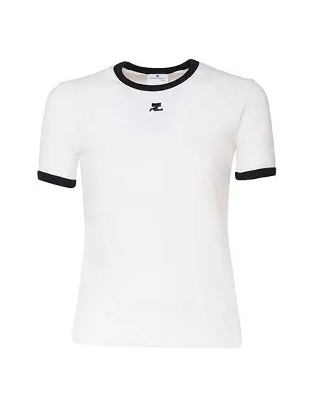 Contrast Signature Short Sleeve T-Shirt White - COURREGES - BALAAN 2