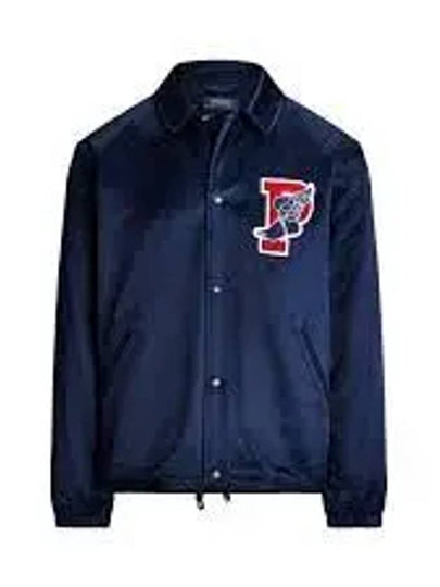 Logo Applique Satin Bomber Jacket Navy - POLO RALPH LAUREN - BALAAN 2