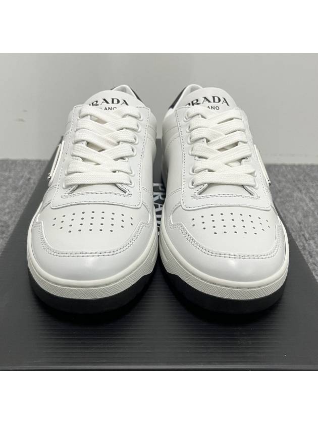 Downtown Perforated Leather Low Top Sneakers White - PRADA - BALAAN 6