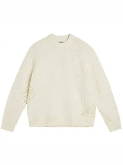 Savio Mock Neck Cable Knit Top Cloud White - J.LINDEBERG - BALAAN 2