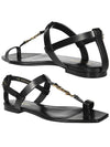 gold Cassandra flat sandals black - SAINT LAURENT - BALAAN.