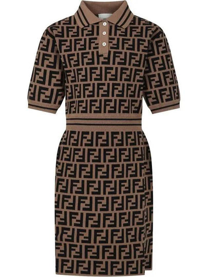 Kids Cotton FF Logo Dress Brown - FENDI - BALAAN 2