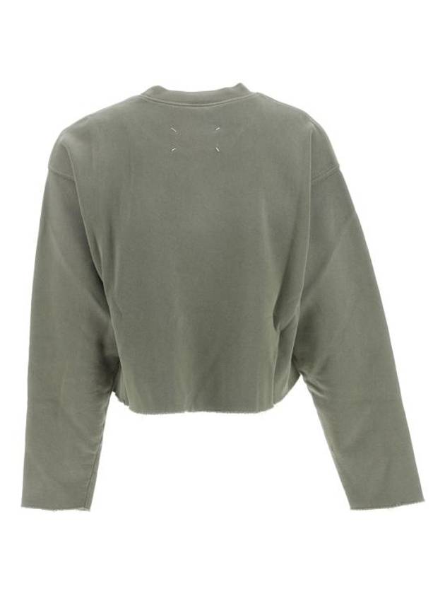 Logo Vintage Cropped Cotton Long Sleeve T-Shirt Green - MAISON MARGIELA - BALAAN 3