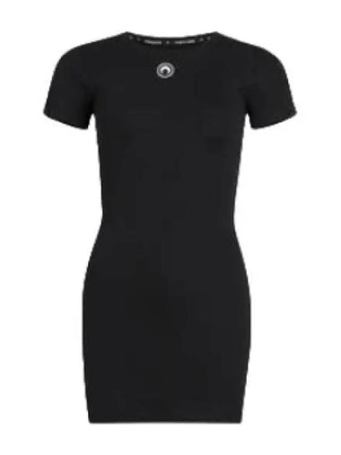 Marine Serre Organic Cotton Ribbed Tube Dress Black - MARINE SERRE - BALAAN 1