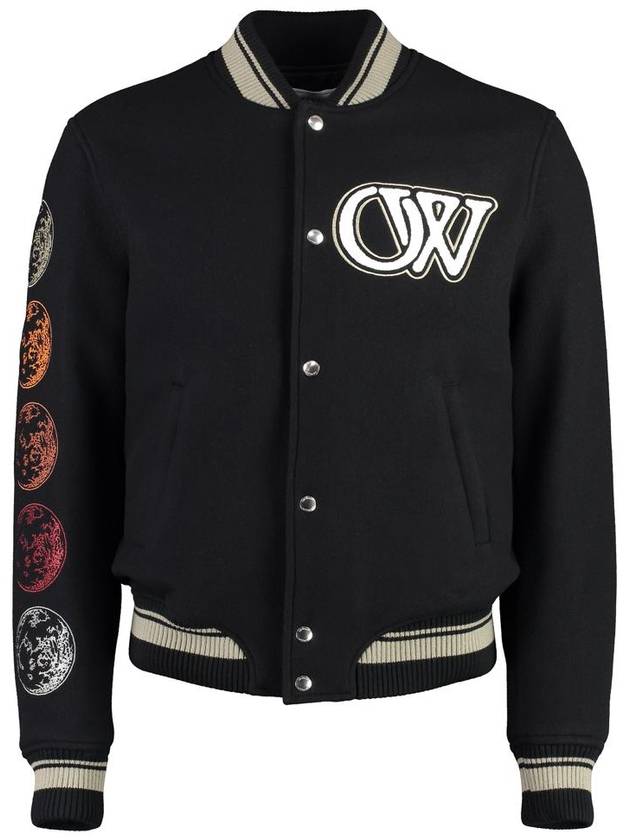 Moon Phase Varsity Bomber Jacket Black - OFF WHITE - BALAAN 2